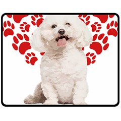 Bichon Frise Gift T- Shirt Cool Bichon Frise Valentine Heart Paw Bichon Frise Dog Lover Valentine Co Yoga Reflexion Pose T- Shirtyoga Reflexion Pose T- Shirt Two Sides Fleece Blanket (medium) by hizuto