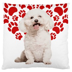 Bichon Frise Gift T- Shirt Cool Bichon Frise Valentine Heart Paw Bichon Frise Dog Lover Valentine Co Yoga Reflexion Pose T- Shirtyoga Reflexion Pose T- Shirt Standard Premium Plush Fleece Cushion Case by hizuto