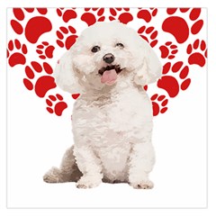 Bichon Frise Gift T- Shirt Cool Bichon Frise Valentine Heart Paw Bichon Frise Dog Lover Valentine Co Yoga Reflexion Pose T- Shirtyoga Reflexion Pose T- Shirt Square Satin Scarf (36  X 36 ) by hizuto