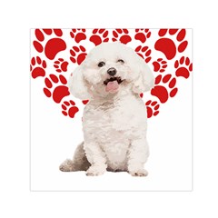 Bichon Frise Gift T- Shirt Cool Bichon Frise Valentine Heart Paw Bichon Frise Dog Lover Valentine Co Yoga Reflexion Pose T- Shirtyoga Reflexion Pose T- Shirt Square Satin Scarf (30  X 30 ) by hizuto