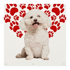 Bichon Frise Gift T- Shirt Cool Bichon Frise Valentine Heart Paw Bichon Frise Dog Lover Valentine Co Yoga Reflexion Pose T- Shirtyoga Reflexion Pose T- Shirt Banner And Sign 3  X 3  by hizuto