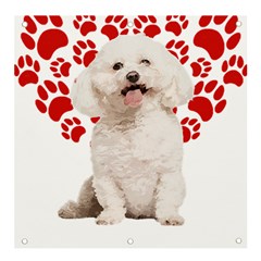 Bichon Frise Gift T- Shirt Cool Bichon Frise Valentine Heart Paw Bichon Frise Dog Lover Valentine Co Yoga Reflexion Pose T- Shirtyoga Reflexion Pose T- Shirt Banner And Sign 4  X 4  by hizuto