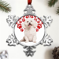 Bichon Frise Gift T- Shirt Cool Bichon Frise Valentine Heart Paw Bichon Frise Dog Lover Valentine Co Yoga Reflexion Pose T- Shirtyoga Reflexion Pose T- Shirt Metal Small Snowflake Ornament by hizuto