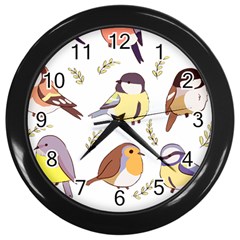 Birds Illustration T- Shirt Cute European Birds Illustration T- Shirt (1) Yoga Reflexion Pose T- Shirtyoga Reflexion Pose T- Shirt Wall Clock (black) by hizuto