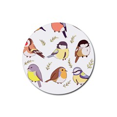 Birds Illustration T- Shirt Cute European Birds Illustration T- Shirt (1) Yoga Reflexion Pose T- Shirtyoga Reflexion Pose T- Shirt Rubber Coaster (round) by hizuto