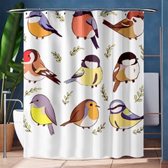 Birds Illustration T- Shirt Cute European Birds Illustration T- Shirt (1) Yoga Reflexion Pose T- Shirtyoga Reflexion Pose T- Shirt Shower Curtain 60  X 72  (medium)  by hizuto