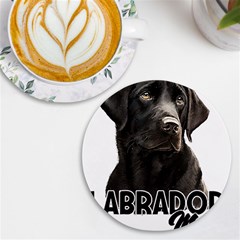 Black Labrador T- Shirt Black Labrador - Labrador Mom T- Shirt Yoga Reflexion Pose T- Shirtyoga Reflexion Pose T- Shirt Uv Print Round Tile Coaster by hizuto