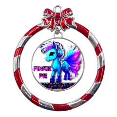 Pinkie Pie  Metal Red Ribbon Round Ornament