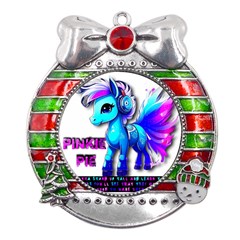 Pinkie Pie  Metal X mas Ribbon With Red Crystal Round Ornament by Internationalstore