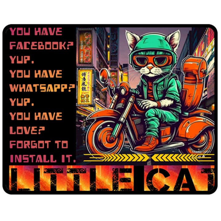 A little Cat Two Sides Fleece Blanket (Medium)