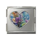 Abstract Blossoms  Mega Link Heart Italian Charm (18mm) Front