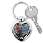 Abstract Blossoms  Key Chain (Heart) Front