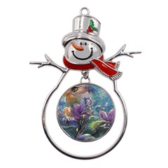 Abstract Blossoms  Metal Snowman Ornament by Internationalstore