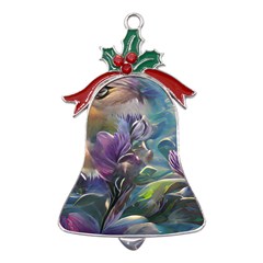 Abstract Blossoms  Metal Holly Leaf Bell Ornament by Internationalstore