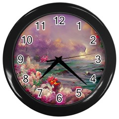 Abstract Flowers  Wall Clock (black) by Internationalstore