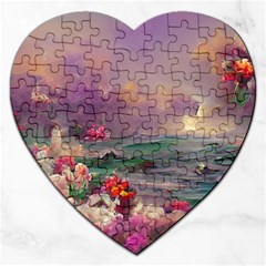 Abstract Flowers  Jigsaw Puzzle (heart) by Internationalstore