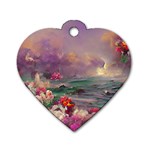 Abstract Flowers  Dog Tag Heart (Two Sides) Front