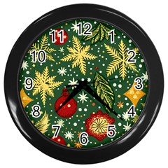 Christmas Pattern Wall Clock (black) by Valentinaart