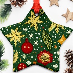 Christmas Pattern Star Ornament (two Sides) by Valentinaart