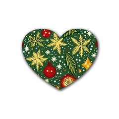 Christmas Pattern Rubber Heart Coaster (4 Pack) by Valentinaart