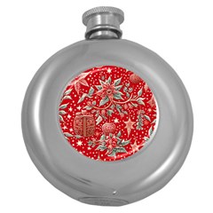 Christmas Pattern Round Hip Flask (5 Oz) by Valentinaart