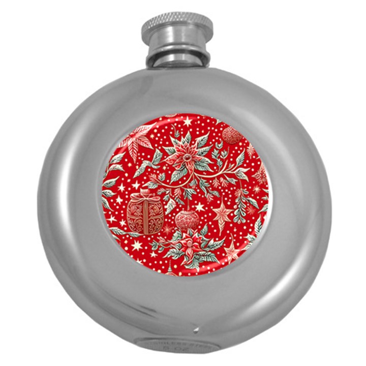 Christmas pattern Round Hip Flask (5 oz)