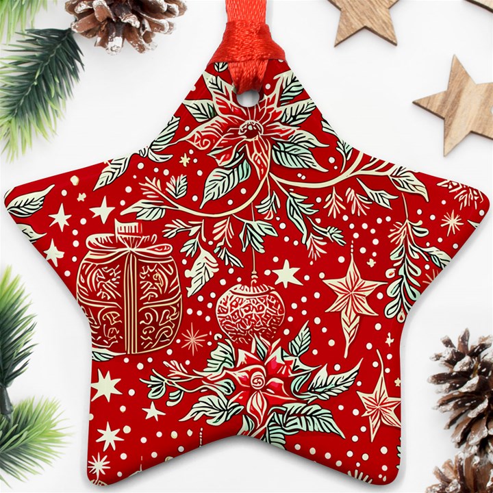 Christmas pattern Star Ornament (Two Sides)