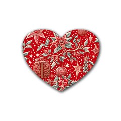 Christmas Pattern Rubber Coaster (heart) by Valentinaart