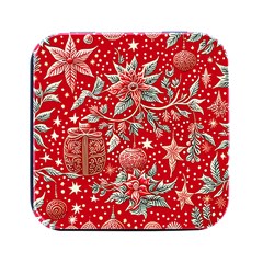 Christmas Pattern Square Metal Box (black) by Valentinaart