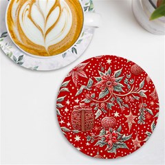 Christmas Pattern Uv Print Round Tile Coaster