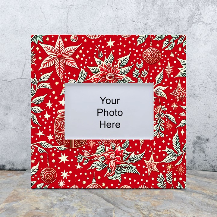 Christmas pattern White Box Photo Frame 4  x 6 