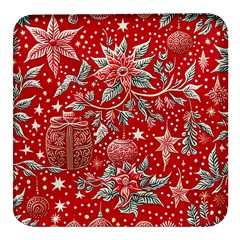 Christmas Pattern Square Glass Fridge Magnet (4 Pack) by Valentinaart