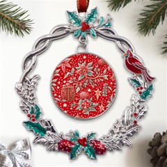 Christmas Pattern Metal X mas Wreath Holly Leaf Ornament