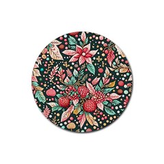 Christmas Pattern Rubber Round Coaster (4 Pack)