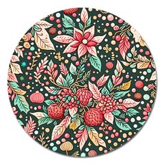 Christmas Pattern Magnet 5  (round) by Valentinaart