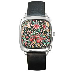 Christmas Pattern Square Metal Watch