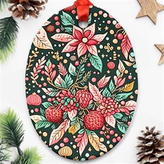 Christmas Pattern Oval Ornament (two Sides)