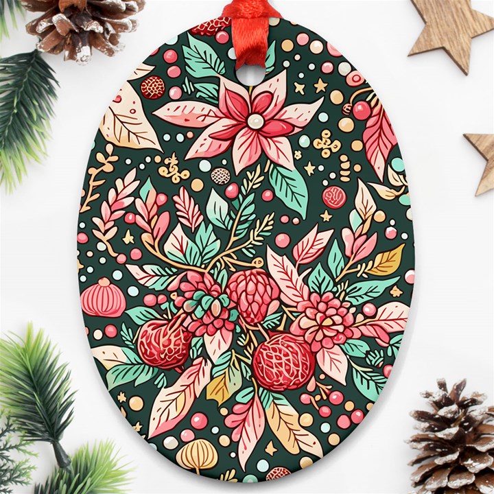 Christmas pattern Oval Ornament (Two Sides)