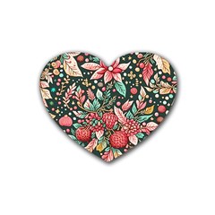 Christmas Pattern Rubber Coaster (heart)