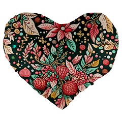 Christmas pattern Large 19  Premium Heart Shape Cushions