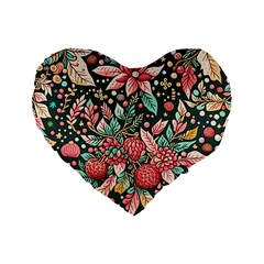 Christmas pattern Standard 16  Premium Flano Heart Shape Cushions