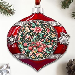 Christmas Pattern Metal Snowflake And Bell Red Ornament