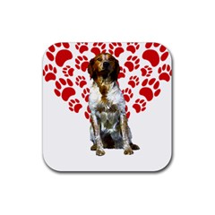 Brittany Spaniel Gift T- Shirt Cute Brittany Valentine Heart Paw Brittany Dog Lover Valentine Costum Yoga Reflexion Pose T- Shirtyoga Reflexion Pose T- Shirt Rubber Coaster (square) by hizuto