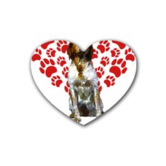 Brittany Spaniel Gift T- Shirt Cute Brittany Valentine Heart Paw Brittany Dog Lover Valentine Costum Yoga Reflexion Pose T- Shirtyoga Reflexion Pose T- Shirt Rubber Coaster (heart) by hizuto