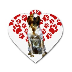 Brittany Spaniel Gift T- Shirt Cute Brittany Valentine Heart Paw Brittany Dog Lover Valentine Costum Yoga Reflexion Pose T- Shirtyoga Reflexion Pose T- Shirt Dog Tag Heart (one Side) by hizuto