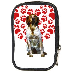 Brittany Spaniel Gift T- Shirt Cute Brittany Valentine Heart Paw Brittany Dog Lover Valentine Costum Yoga Reflexion Pose T- Shirtyoga Reflexion Pose T- Shirt Compact Camera Leather Case by hizuto