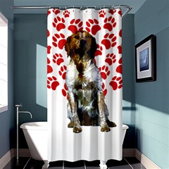 Brittany Spaniel Gift T- Shirt Cute Brittany Valentine Heart Paw Brittany Dog Lover Valentine Costum Yoga Reflexion Pose T- Shirtyoga Reflexion Pose T- Shirt Shower Curtain 36  X 72  (stall)  by hizuto