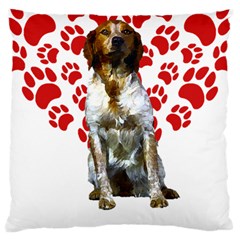 Brittany Spaniel Gift T- Shirt Cute Brittany Valentine Heart Paw Brittany Dog Lover Valentine Costum Yoga Reflexion Pose T- Shirtyoga Reflexion Pose T- Shirt Large Cushion Case (two Sides) by hizuto