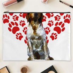 Brittany Spaniel Gift T- Shirt Cute Brittany Valentine Heart Paw Brittany Dog Lover Valentine Costum Yoga Reflexion Pose T- Shirtyoga Reflexion Pose T- Shirt Cosmetic Bag (xxxl) by hizuto