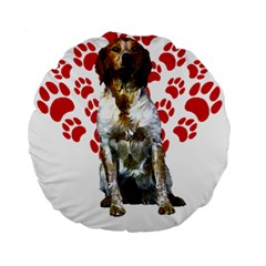 Brittany Spaniel Gift T- Shirt Cute Brittany Valentine Heart Paw Brittany Dog Lover Valentine Costum Yoga Reflexion Pose T- Shirtyoga Reflexion Pose T- Shirt Standard 15  Premium Round Cushions by hizuto